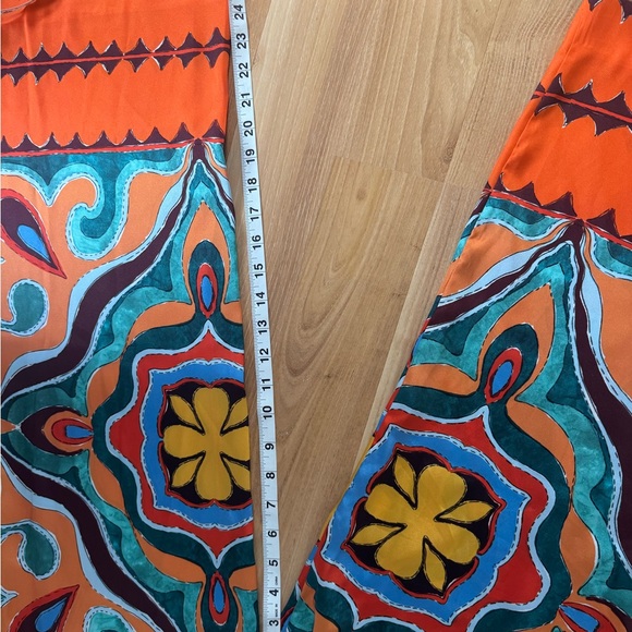 ZARA Vibrant Orange Wide-Leg Printed Palazzo Pants - Picture 5 of 6